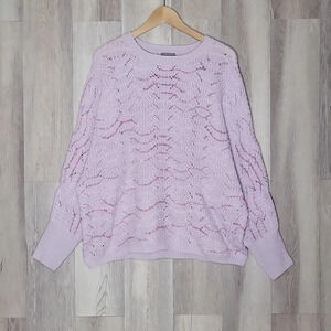 🛍Berkley Jensen Womens‎ XL Lilac Cable Knit Colorful Open Knit Sweater